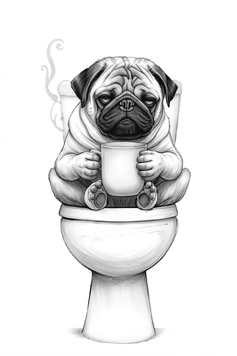 Pug and French Bulldog Toilet Humor Mug | Ceramic Coffee Cup