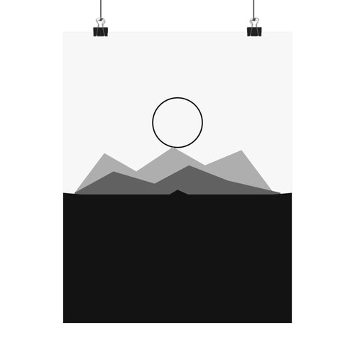 Minimal Mountain Landscape Poster Matte Vertical Poster | Modern Monochrome Wall Art