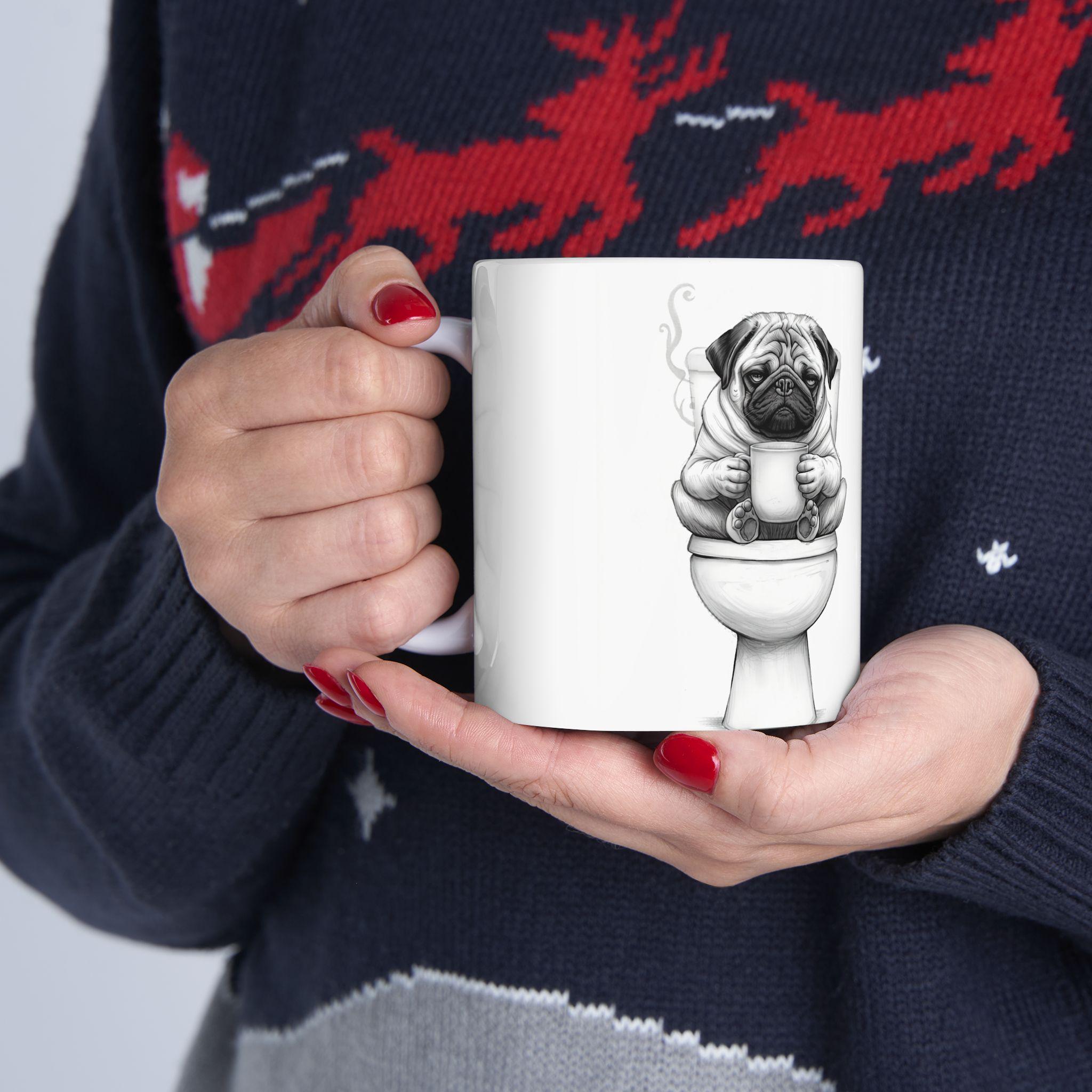 Pug and French Bulldog Toilet Humor Mug | Ceramic Coffee Cup